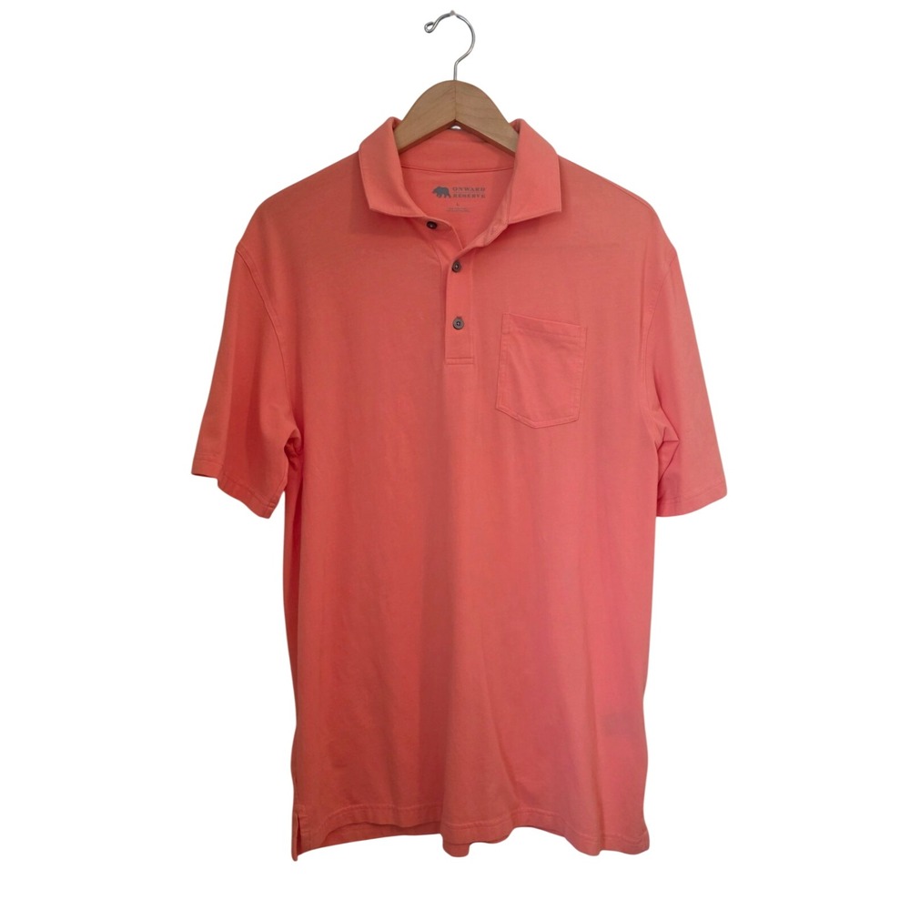 Onward Reserve Shirt Coral Golf Polo Men's Large Short Sleeve 93% Pima Cotton